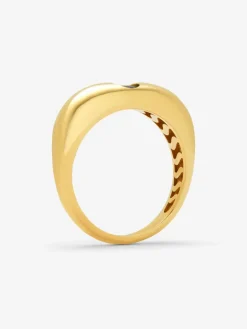 Anillo de oro amarillo de 18K con zafiro azul en talla brillante de 0,29 cts