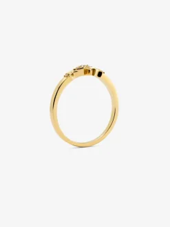 Anillo de oro amarillo de 18K con 7 diamantes en talla brillante con un total de 0,05 cts