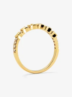 Anillo de oro amarillo de 18K con 13 diamantes en talla brillante con un total de 0,16 cts