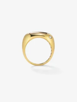 Anillo de oro amarillo de 18K con diamante en talla brillante de 0,03 cts