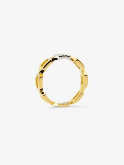 Anillo de oro amarillo de 18K con 14 diamantes en talla brillante con un total de 0,06 cts