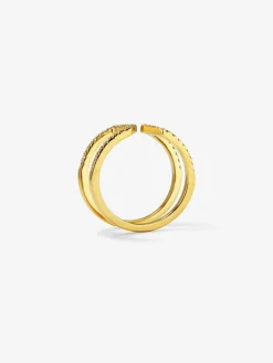 Anillo de oro amarillo de 18K con 46 diamantes en talla brillante con un total de 0,37 cts