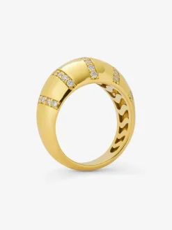 Anillo de oro amarillo de 18K con pavé de diamantes en talla brillante