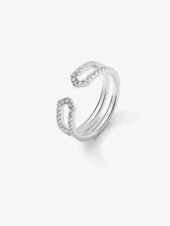 Anillo de oro blanco de 18K con 40 diamantes en talla brillante con un total de 0,32 cts