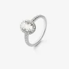 Anillo de oro blanco de 18K con diamantes blancos en talla oval de 1,01 cts y brillante de 0,35 cts