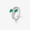Anillo de oro blanco de 18k con esmeralda 0,61cts y diamantes 1,51cts