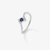 Anillo de oro blanco de 18K con zafiro azul en talla brillante de 0,15 y 4 diamantes en talla brillante con un total de 0,08 cts