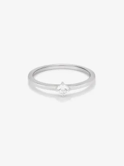 Anillo de oro blanco de 18K con diamante en talla brillante de 0,15 cts