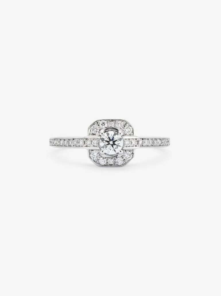 Anillo de oro blanco de 18K con diamantes en talla brillante de 0,37 cts