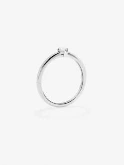 Anillo de oro blanco de 18K con diamante en talla brillante de 0,15 cts