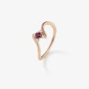 Anillo de oro rosa de 18K con rub&iacute; en talla brillante de 0,14 y 4 diamantes en talla brillante con un total de 0,08 cts