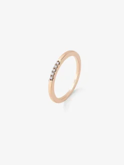Anillo de oro rosa de 18K con 5 diamantes en talla brillante con un total de 0,05 cts