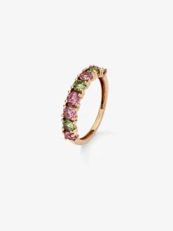 Anillo de oro rosa de 18K con 8 turmalinas multicolor en talla brillante