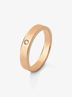 Anillo de oro rosa de 18K con diamante en talla brillante con un total de 0,03 cts
