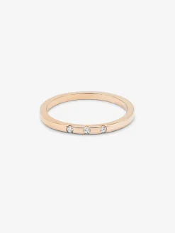 Anillo de oro rosa de 18K con 3 diamantes en talla brillante con un total de 1,4 cts