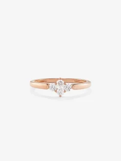 Anillo de oro rosa de 18K con 4 diamantes en talla brillante con un total de 0,25 cts