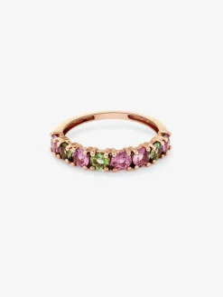 Anillo de oro rosa de 18K con 8 turmalinas multicolor en talla brillante