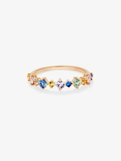 Anillo de oro rosa de 18K con zafiro multicolor