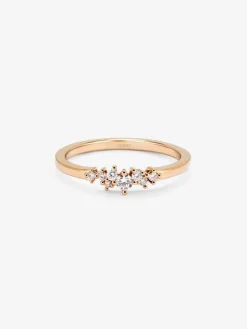 Anillo de oro rosa de 18K con 8 diamantes en talla brillante con un total de 0,1 cts
