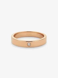 Anillo de oro rosa de 18K con diamante en talla brillante con un total de 0,03 cts