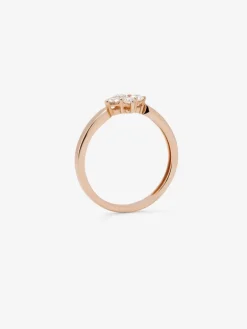 Anillo de oro rosa de 18K con 4 diamantes en talla brillante con un total de 0,25 cts