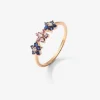 Anillo de oro rosa de 18kt con diamante y zafiros