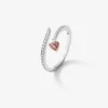 Anillo de oro rosa y oro blanco de 18kt con diamantes y zafiros
