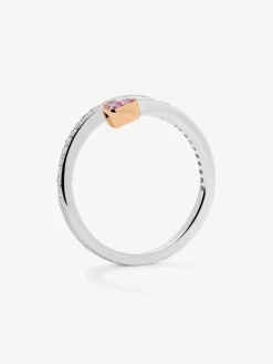 Anillo de oro rosa y oro blanco de 18kt con diamantes y zafiros