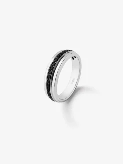 Anillo de plata 925 con 19 espinelas negras en talla brillante