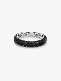 Anillo de plata 925 con 67 espinelas negras en talla brillante