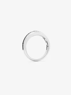 Anillo de plata 925 con 19 espinelas negras en talla brillante