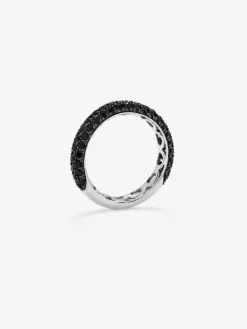 Anillo de plata 925 con 67 espinelas negras en talla brillante