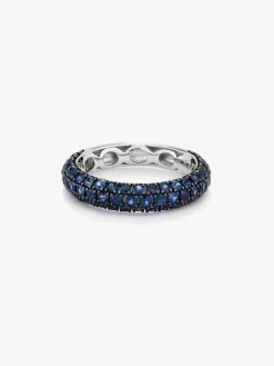 Anillo de plata 925 con 70 zafiros azules en talla brillante con un total de 1,85 cts