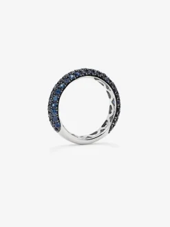 Anillo de plata 925 con 70 zafiros azules en talla brillante con un total de 1,85 cts