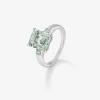 Anillo de plata 925 con amatista verde en talla esmeralda de 3,12 cts y 2 diamantes en talla brillante con un total de 0,09 cts