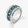 Anillo de plata 925 con pavé de topacios azul london en talla brillante