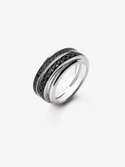 Anillo de plata 925 con pavé de espinelas negras