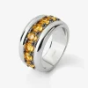 Anillo de plata 925 con pavé de cuarzos citrinos en talla brillante