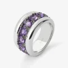 Anillo de plata 925 con pavé de amatistas moradas en talla brillante