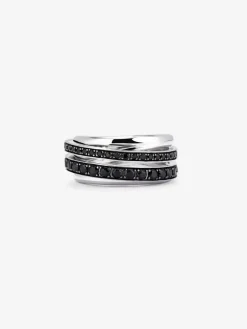 Anillo de plata 925 con pavé de espinelas negras