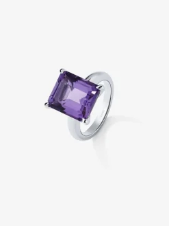 Anillo de plata con piedra amatista morada