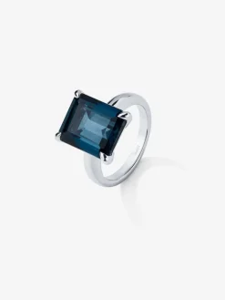 Anillo de plata con piedra topacio azul London