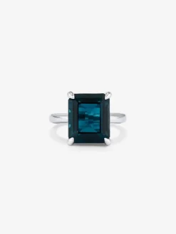 Anillo de plata con piedra topacio azul London