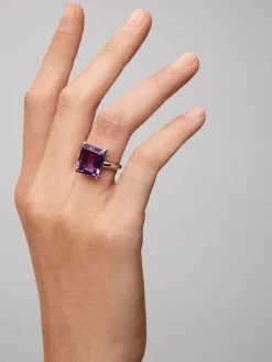 Anillo de plata con piedra amatista morada