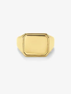Anillo de sello grande de oro amarillo de 18K