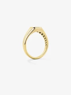 Anillo de sello peque&ntilde;o de oro amarillo de 18K