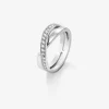 Anillo doble de oro blanco de 18K de diamantes
