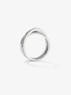 Anillo doble de oro blanco de 18K de diamantes