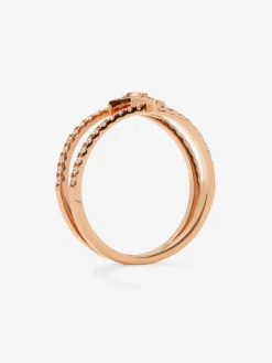 Anillo doble de oro rosa de 18K con estrella y 49 diamantes en talla brillante con un total de 0,29 cts