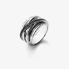 Anillo multibrazo cruzado de plata 925 con 36 espinelas negras en talla brillante